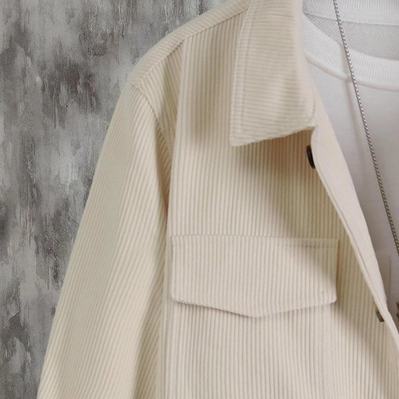 Cream Mens Corduroy Shirt Jacket - Picture 5 of 6